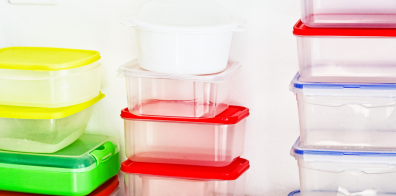 three rows of small food storage containers stacked on top of each other