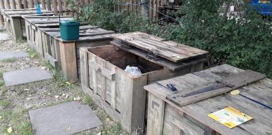 Large wooden compost bins 