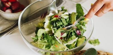 Salad in glass bowl